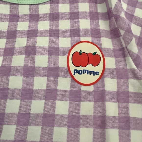 Molli Melli Girls Purple Checkered Apple 2 Piece Pajama Set - Picture 3 of 10